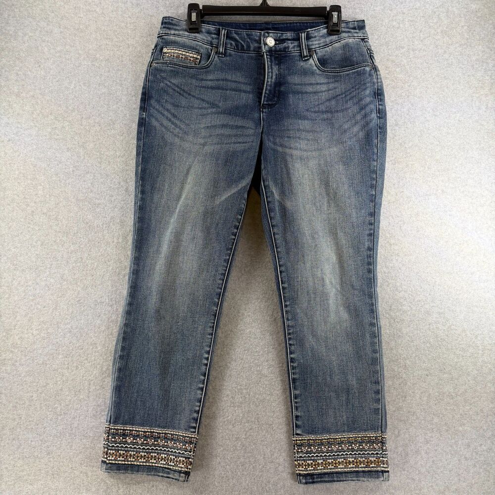 Christopher & Banks Women’s 8P Embellished Ankle Jeans Petite Blue 3520